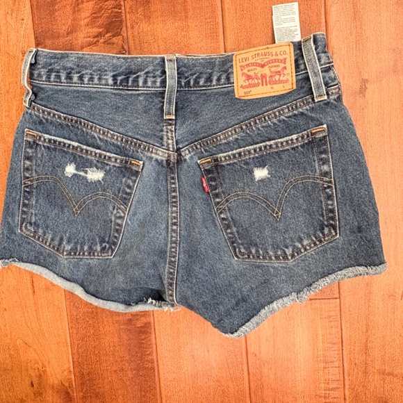 Levis 501 Original Blue Denim Shorts Size W29 W28 & 26 High-Rise Cut Off - Picture 15 of 16